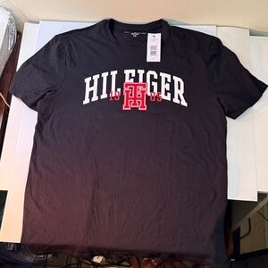 Tommy Hilfiger Black Tee with Red and White Logo